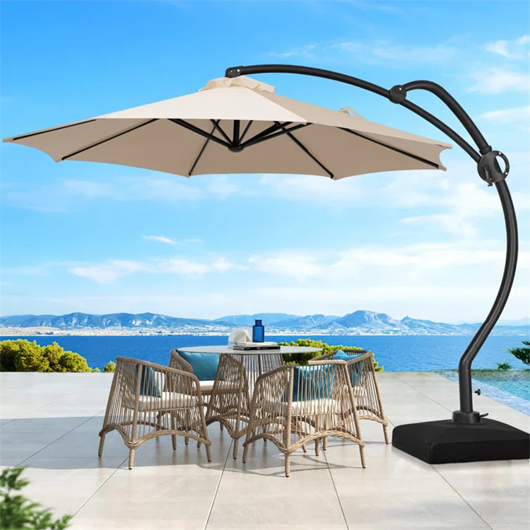 10ft Patio S bentuk Hanging Offset Cantilever Umbrella