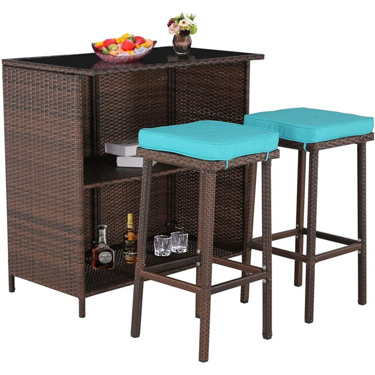 Set Bar Anyaman Rotan Teras 3 Buah