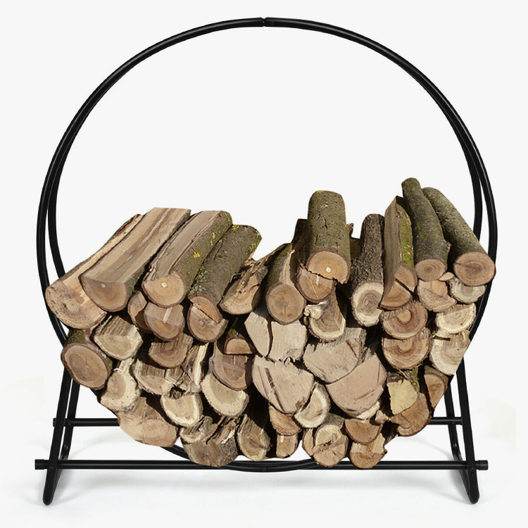 Pemegang Rak Penyimpanan Kayu Bakar Log Hoop